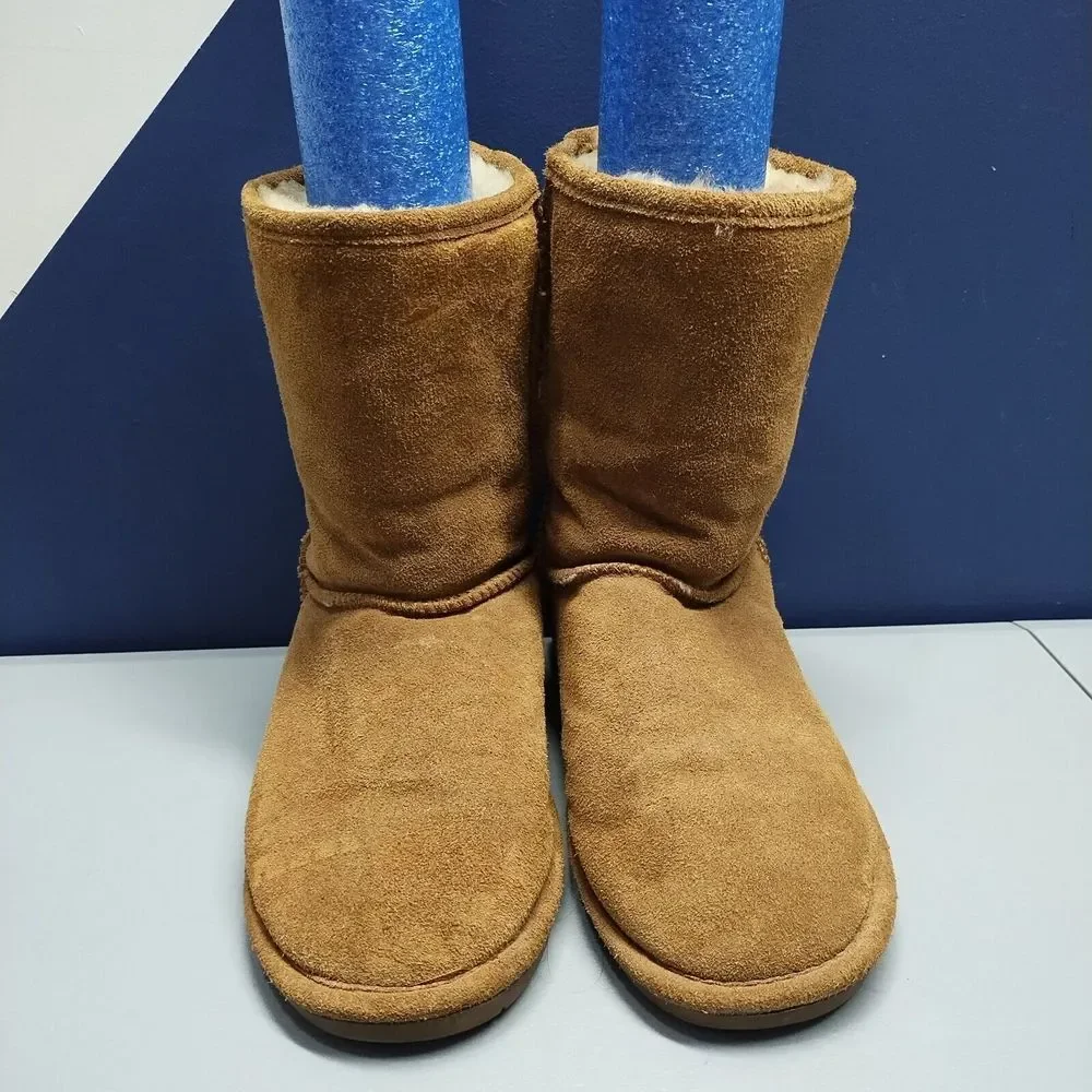 BEARPAW‎ Winter Boots Womens Size 10 Tan Suede Leather Sheepskin Wool Lining